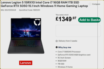 Lenovo Legion 5 технические характеристики и цена (Источник изображения: Laptops Direct)