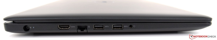 Левая сторона: разъем питания, HDMI 2.0, Ethernet, 2x USB 3.1, аудио разъем