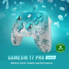 GameSir T7 Pro имеет матовый корпус с цветочным узором и полупрозрачный дизайн (Источник изображения: GameSir)