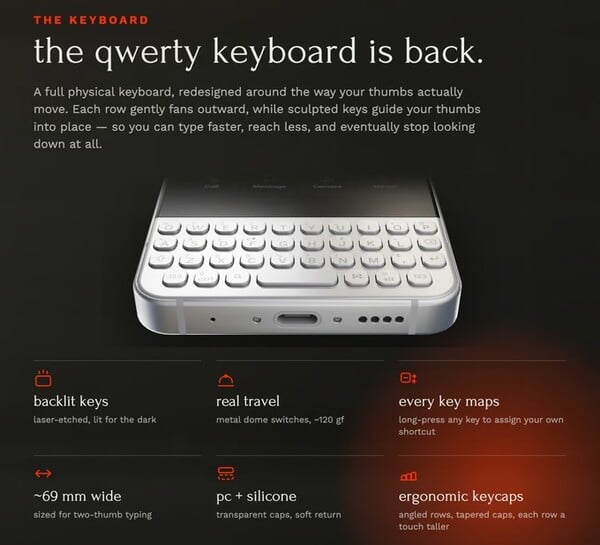 Модель Minimal Phone 2 оснащена усовершенствованной QWERTY-клавиатурой с подсветкой.