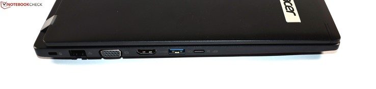 Левая сторона: замок Kensington, Ethernet, VGA, HDMI, USB 3.0 Type-A, USB 3.1 Gen 1 Type-C
