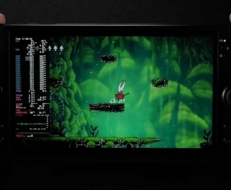 GPD Win 5 запускает Hollow Knight: Silksong на SteamOS при TDP 6 Вт с зафиксированным 60 FPS. (Источник изображения: ETA Prime через YouTube)