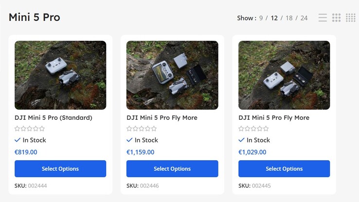 Три комплекта DJI Mini 5 Pro уже доступны для заказа у дилера DJI на Кипре.