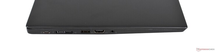 Левая сторона: USB 3.1 Gen 1 Type-C, Thunderbolt 3, проприетарный Ethernet/слот стыковки с док-станциями, USB 3.0 Type-A, аудио разъем