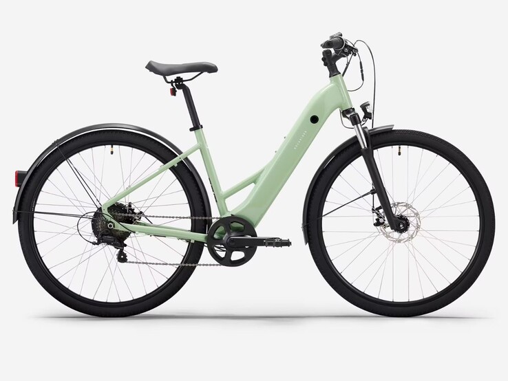 Электрический гибридный велосипед Decathlon Rockrider E-ACTV 100 Low Frame в цвете Almond Green