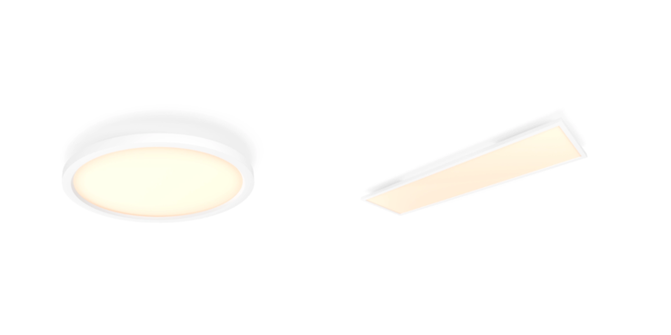 Круглые (слева) и прямоугольные (справа) панели Philips Hue Aurelle. (Источник изображения: Philips Hue)