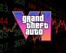 Логотип GTA 6 показан перед биржевым тикером