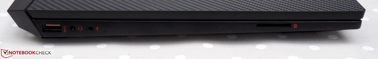 Левая сторона: USB 3.1 Gen1 Type-A, аудио разъем, микрофонный вход, картридер