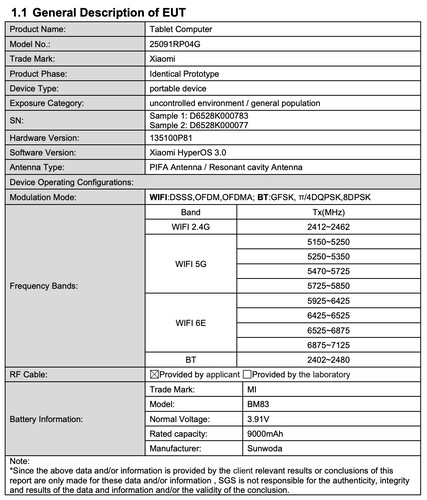 Сертификация раскрывает подробности о глобальном Xiaomi Pad 8 Pro. (Источник изображения: Сертификация FCC)