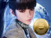 Персонаж Stellar Blade Ева рядом с криптовалютой (Источник изображения: Shift Up, Amazon с правками)
