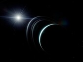 Иллюстрация художника, изображающая Уран и несколько колец.