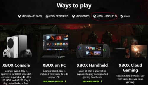 Логотип портативной консоли Xbox, замеченный на сайте игры «Gears of War: E-Day»