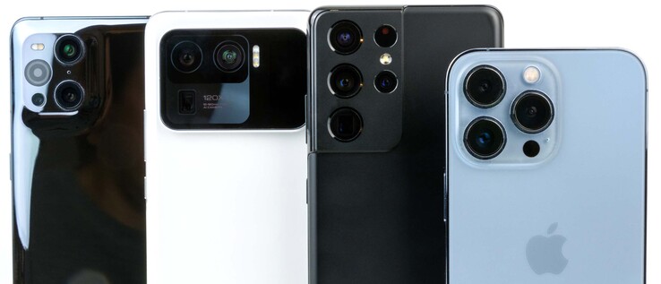Слева направо: Find X3 Pro, Mi 11 Ultra, Galaxy S21 Ultra и iPhone 13 Pro