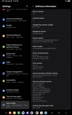 Программное обеспечение Samsung Galaxy Tab S10 FE