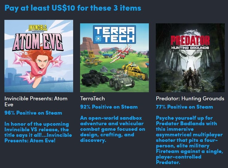 Первый уровень содержит эти 3 игры (Источник изображения: Humble Bundle)