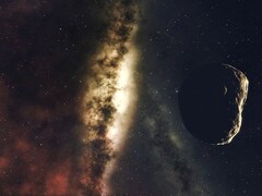 Иллюстрация художника, изображающая астероид и Млечный Путь. (Источник изображения: CharlVera - Pixabay)