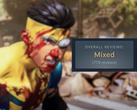 Игровой скриншот с наложенным сверху рейтингом рецензии Steam "Mixed".