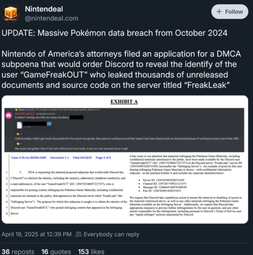 Сообщение Nintendeal Bluesky о вызове в суд Nintendo Teraleak (Источник изображения: скриншот, аккаунт Nintendeal Bluesky)