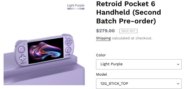 Версия Retroid Pocket 6 с 12 Гб ОЗУ уже исчезла из продажи на сайте производителя.