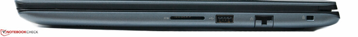 Справа: Картридер (SD), 1 x USB, 1 x Ethernet, гнездо замка Noble