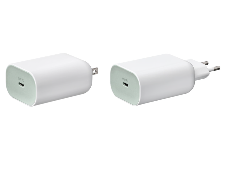Варианты 1-портового USB-зарядного устройства IKEA Sjöss 65W 65W в США (слева) и ЕС (справа). (Источник изображения: IKEA)