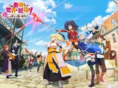 Ключевой визуальный материал для готовящейся к выпуску бесплатной мобильной RPG «KonoSuba» от Kadokawa.