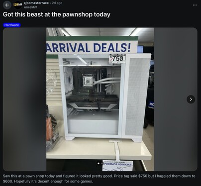 u/uneektnt заключил потрясающую сделку в ломбарде. (Источник изображения: uneektnt через Reddit)