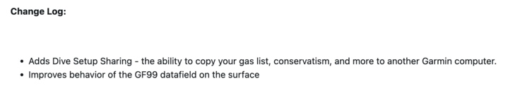 Примечания к выпуску программного обеспечения v25.21 для подводного компьютера Garmin Descent G2