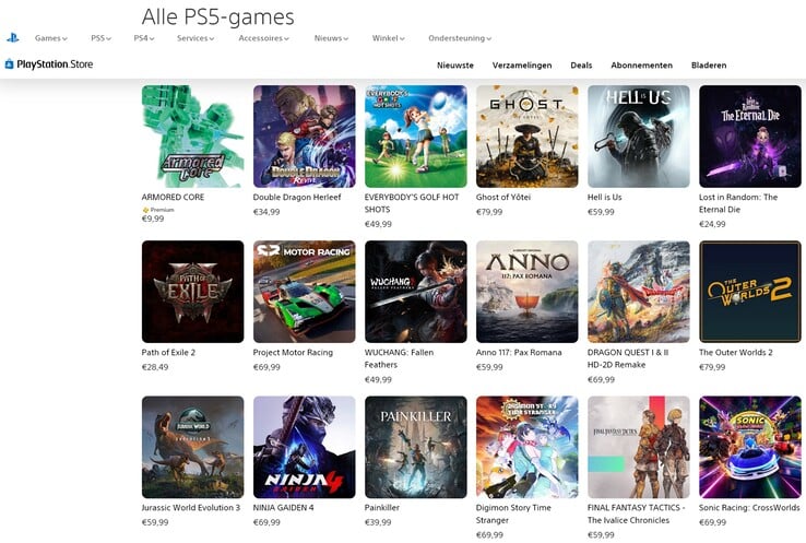 Цены в голландском PlayStation Store (Источник изображения: скриншот, Sony PlayStation)