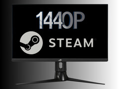 1440p монитор, подобный тому, который используют геймеры Steam, изображен на фото (Источник изображения: Asus, Steam с правками)