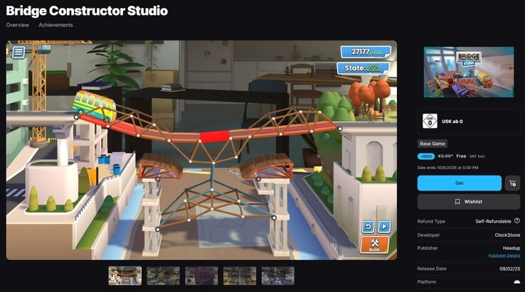 Bridge Constructor Studio бесплатно в Epic Games Store