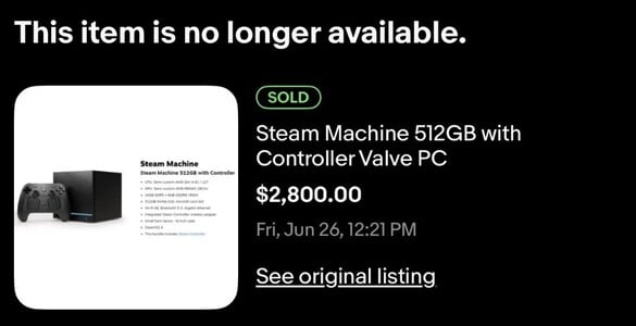 Консоль Steam Machine, проданная на eBay. 