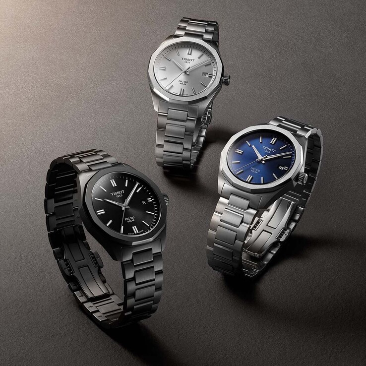 Часы Tissot PRC 100 Solar выпускаются с серебристым, синим и черным циферблатом (Источник изображения: Tissot)