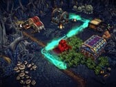 Изображение нескольких зданий в Against the Storm, которая сейчас продаётся со скидкой 70%.