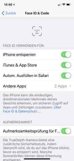 Настройки Face ID