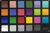 Снимок калибровочной таблицы ColorChecker. Эталонный цвет - в нижней половине каждого цветового поля.