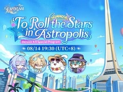 Официальный рекламный постер к версии 4.5 игры «Honkai: Star Rail» под названием «To Roll the Stars in Astropolis».