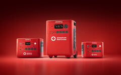 Jackery HomePower 2000 Plus v2 Red Cross Edition, Jackery HomePower 3600 Plus Red Cross Edition и Jackery HomePower 1000 Plus v2 Red Cross Edition (слева направо)