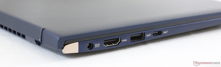Левая сторона: разъем питания, видеовыход HDMI, порт USB Type-A 3.1 (10 Гбит/с), порт USB Type-C Gen. 2