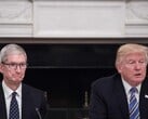 Тим Кук и Дональд Трамп во время деловой встречи в Белом доме (Источник изображения: Sky News)