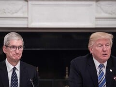 Тим Кук и Дональд Трамп во время деловой встречи в Белом доме (Источник изображения: Sky News)