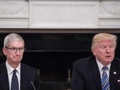 Тим Кук и Дональд Трамп во время деловой встречи в Белом доме (Источник изображения: Sky News)