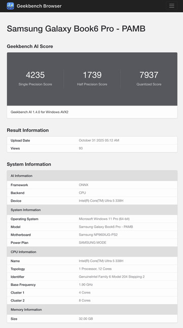 (Источник изображения: Geekbench)