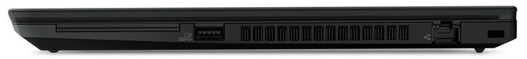 Справа: Отсек для смарт-карт, USB 3.2 Gen 2, RJ-45 Ethernet 10/100/1000, Kensington