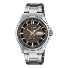 Часы Casio MTP-E740-1AV с коричневым полупрозрачным циферблатом.