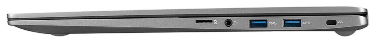 Правая сторона: слот microSD, комбинированный аудио разъем, 2x USB 3.2 Gen 1 (Type A), слот для замка