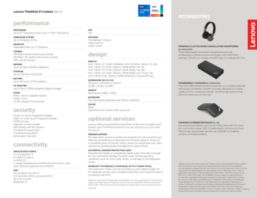 Характеристики Lenovo ThinkPad X1 Carbon Gen 9