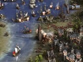 Изображение, показывающее морское сражение в игре Казаки 3.