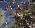 Изображение, показывающее морское сражение в игре Казаки 3.