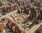Изображение, на котором запечатлена общественная площадь в игре «Farthest Frontier».